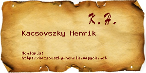 Kacsovszky Henrik névjegykártya