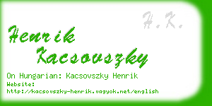 henrik kacsovszky business card